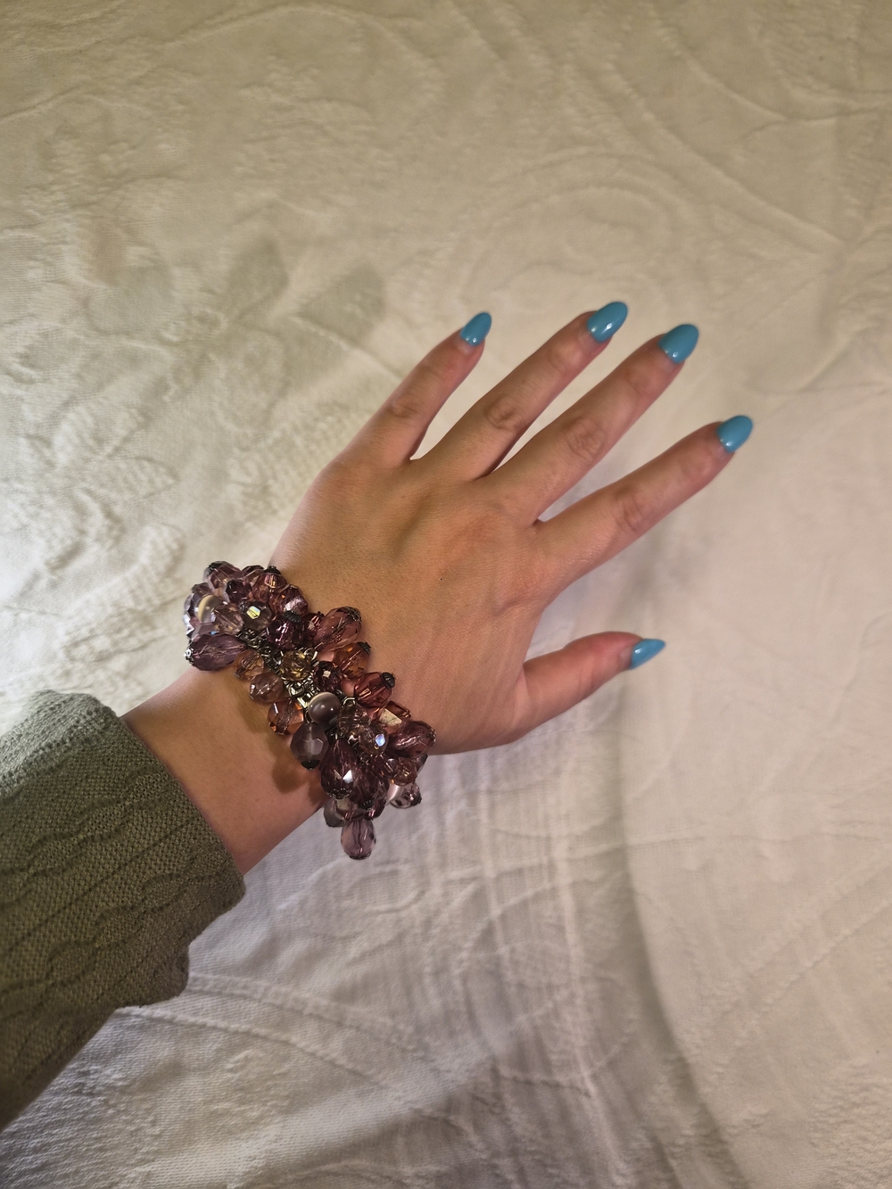 Vintage Y2K Beaded Stretch Bracelet Metal Beads Fun Flirty Whimsy Whimsycore ✨️